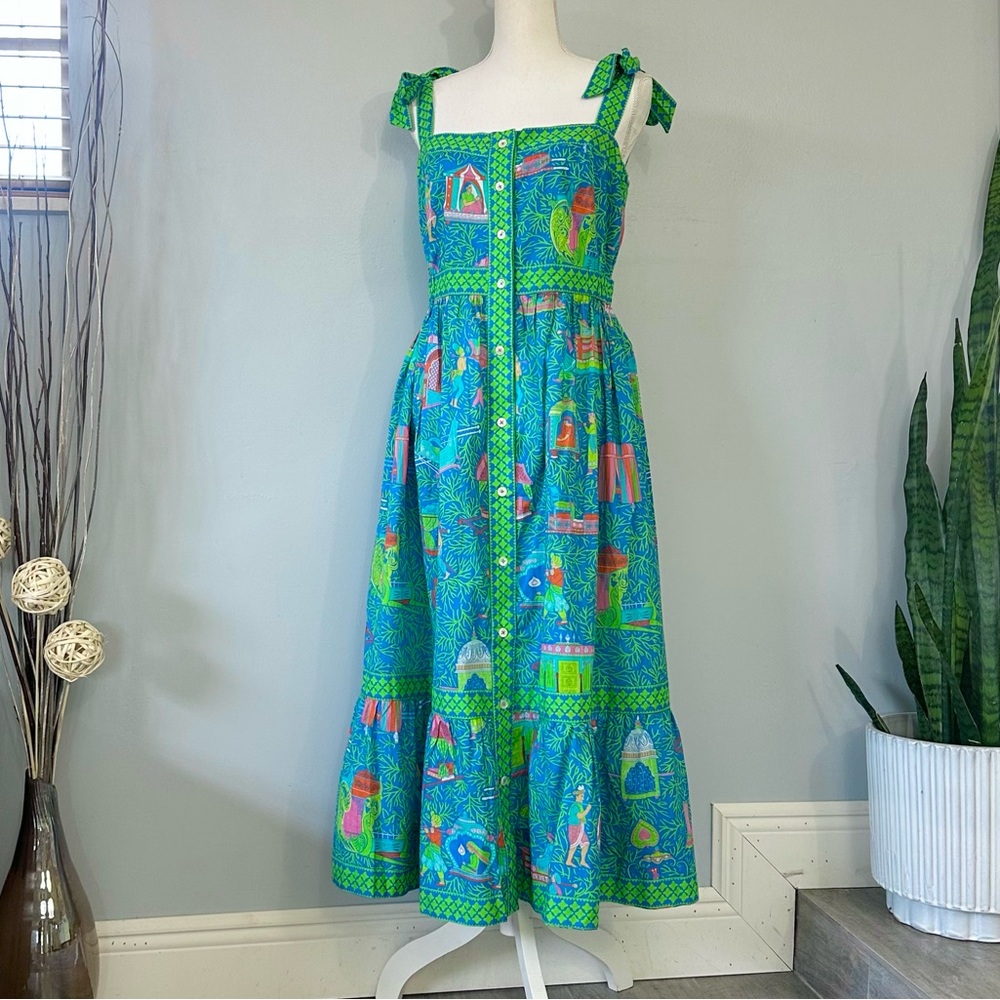 Gretchen Scott Fun In The Sun Dress - Palanquin Party Print Cotton sz S